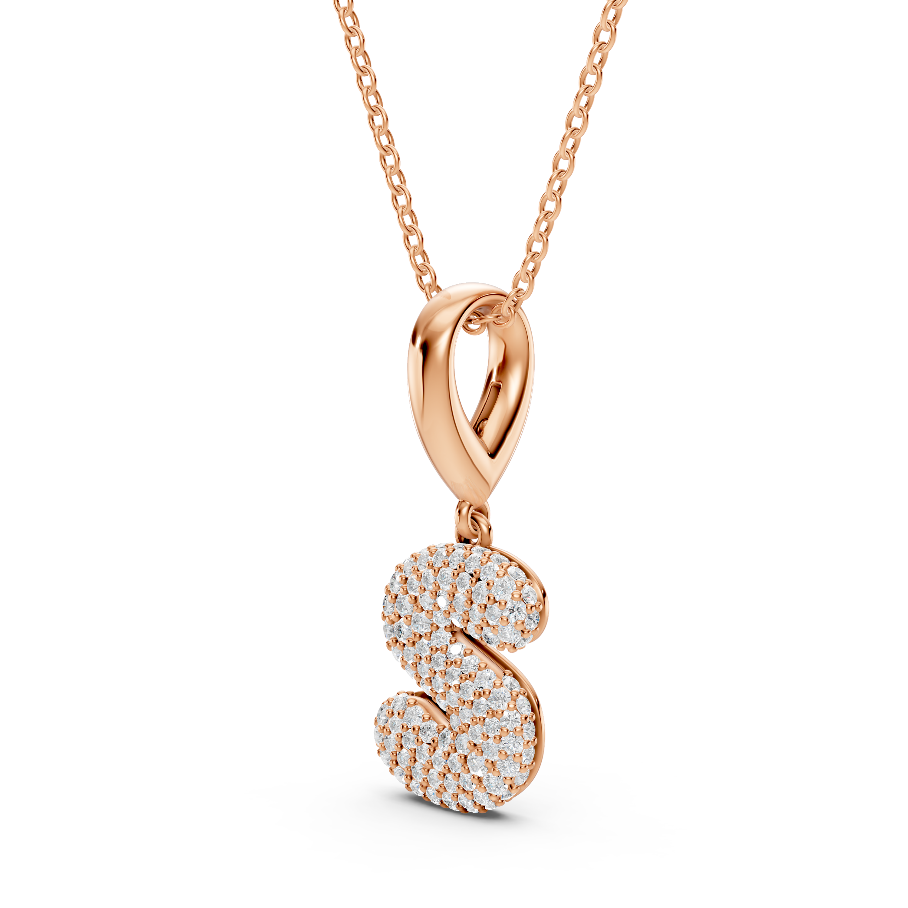 Bubble Pavé Lab Diamond Initial Necklace - S