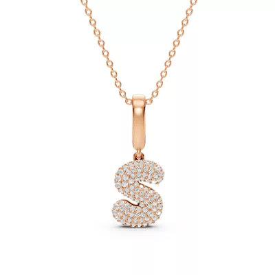 Bubble Pavé Diamond Initial Necklace - S