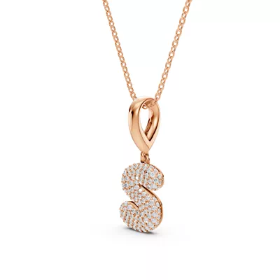 Bubble Pavé Diamond Initial Necklace - S