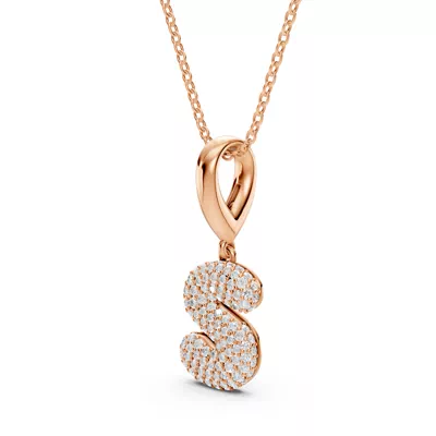 Bubble Pavé Diamond Initial Necklace - S