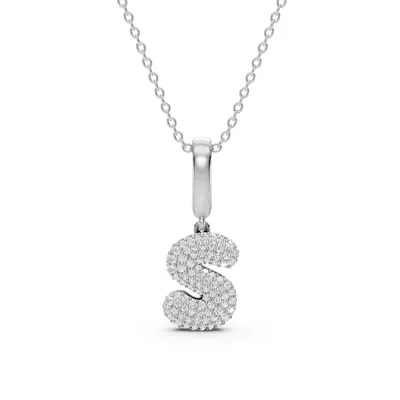 Bubble Pavé Diamond Initial Necklace - S