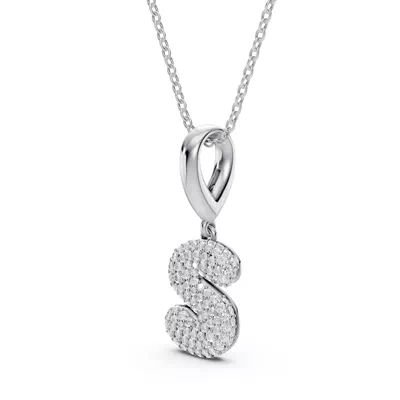 Bubble Pavé Diamond Initial Necklace - S