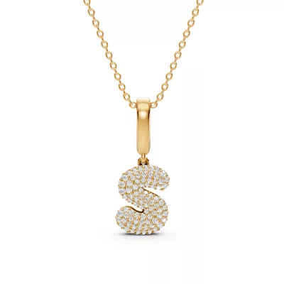 Bubble Pavé Lab Diamond Initial Necklace - S