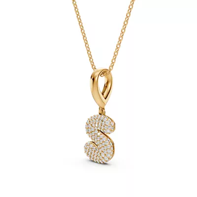 Bubble Pavé Lab Diamond Initial Necklace - S
