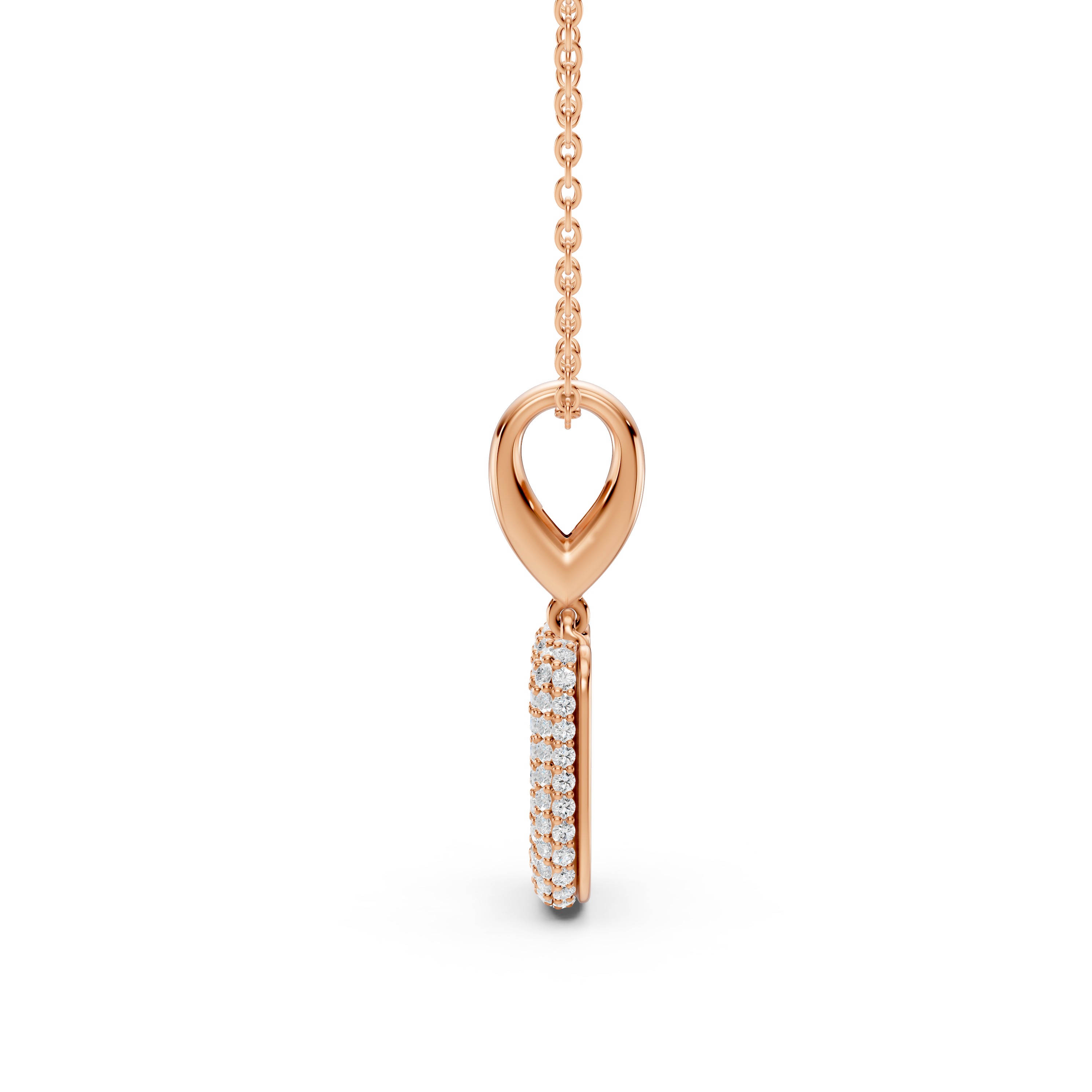 Bubble Pavé Lab Diamond Initial Necklace - U