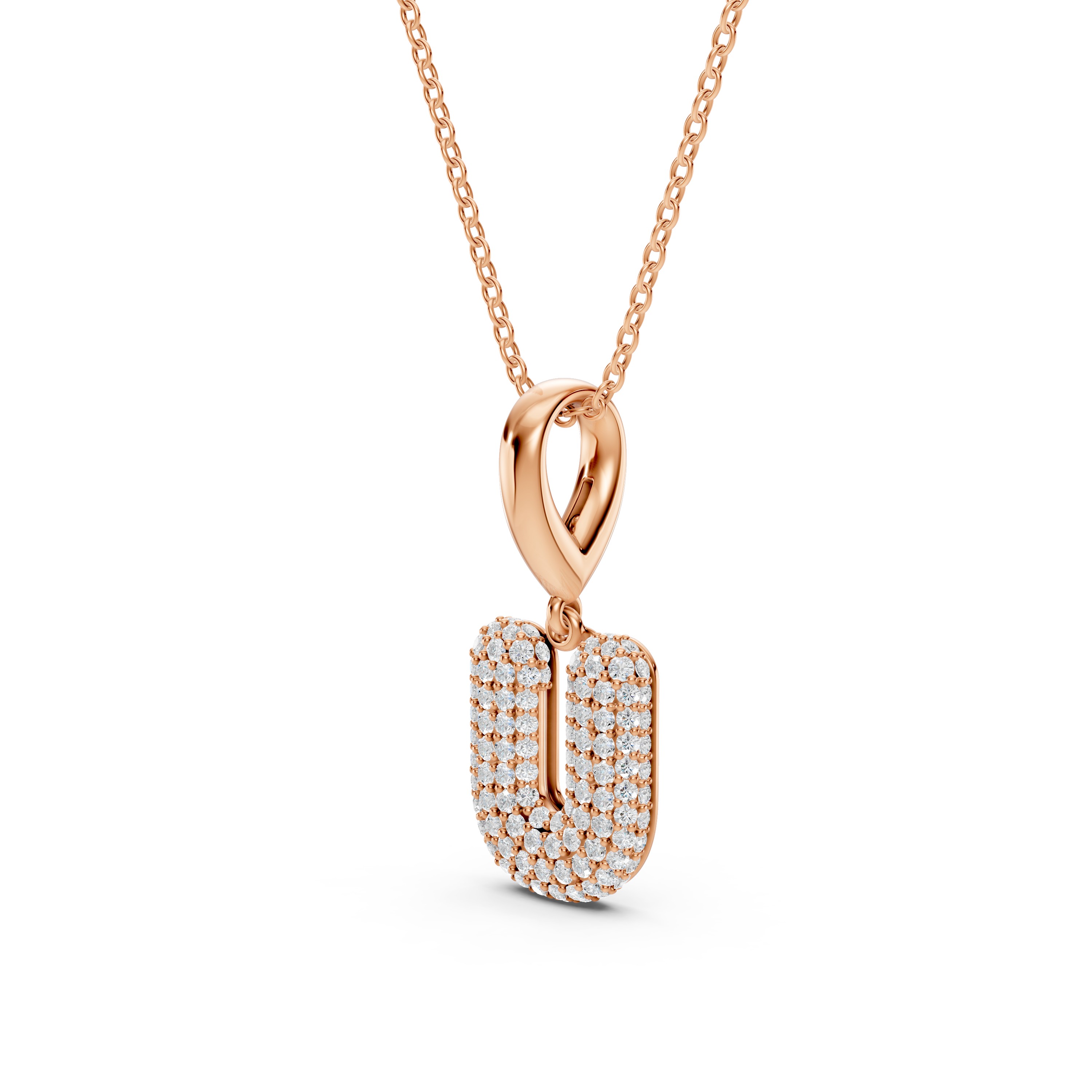 Bubble Pavé Lab Diamond Initial Necklace - U