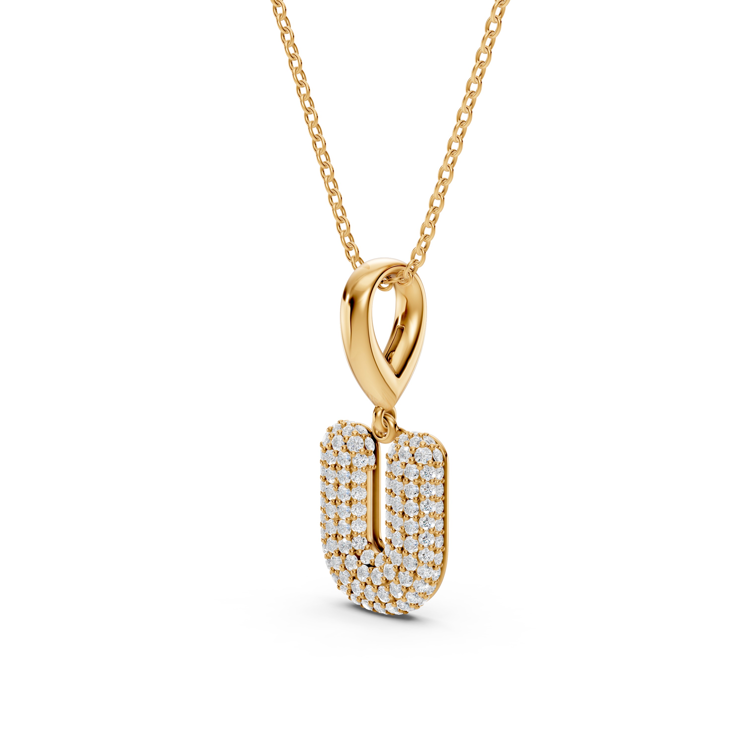 Bubble Pavé Lab Diamond Initial Necklace - U