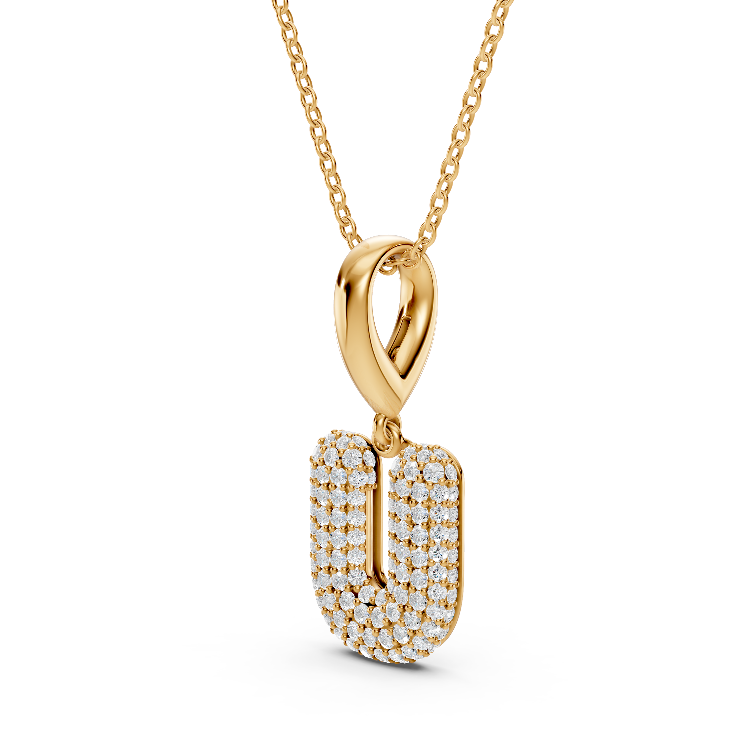 Bubble Pavé Lab Diamond Initial Necklace - U