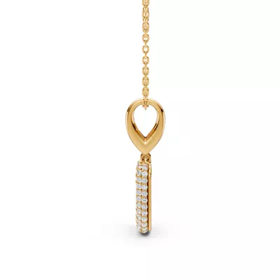 Bubble Pavé Diamond Initial Necklace - U