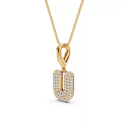 Bubble Pavé Diamond Initial Necklace - U