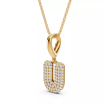 Bubble Pavé Diamond Initial Necklace - U