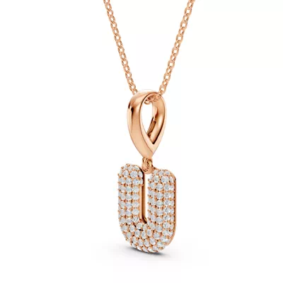 Bubble Pavé Diamond Initial Necklace - U