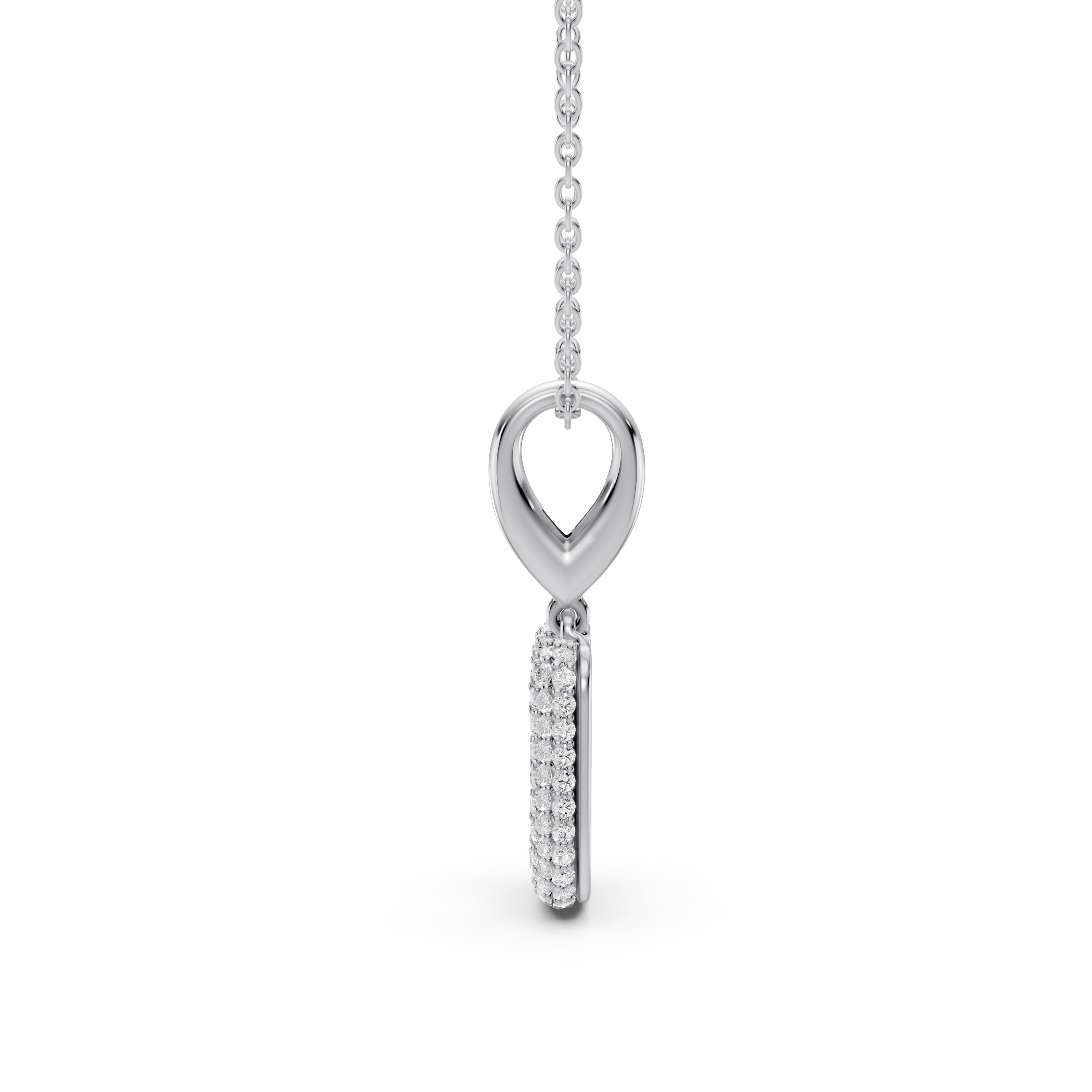 Bubble Pavé Lab Diamond Initial Silver Necklace - U