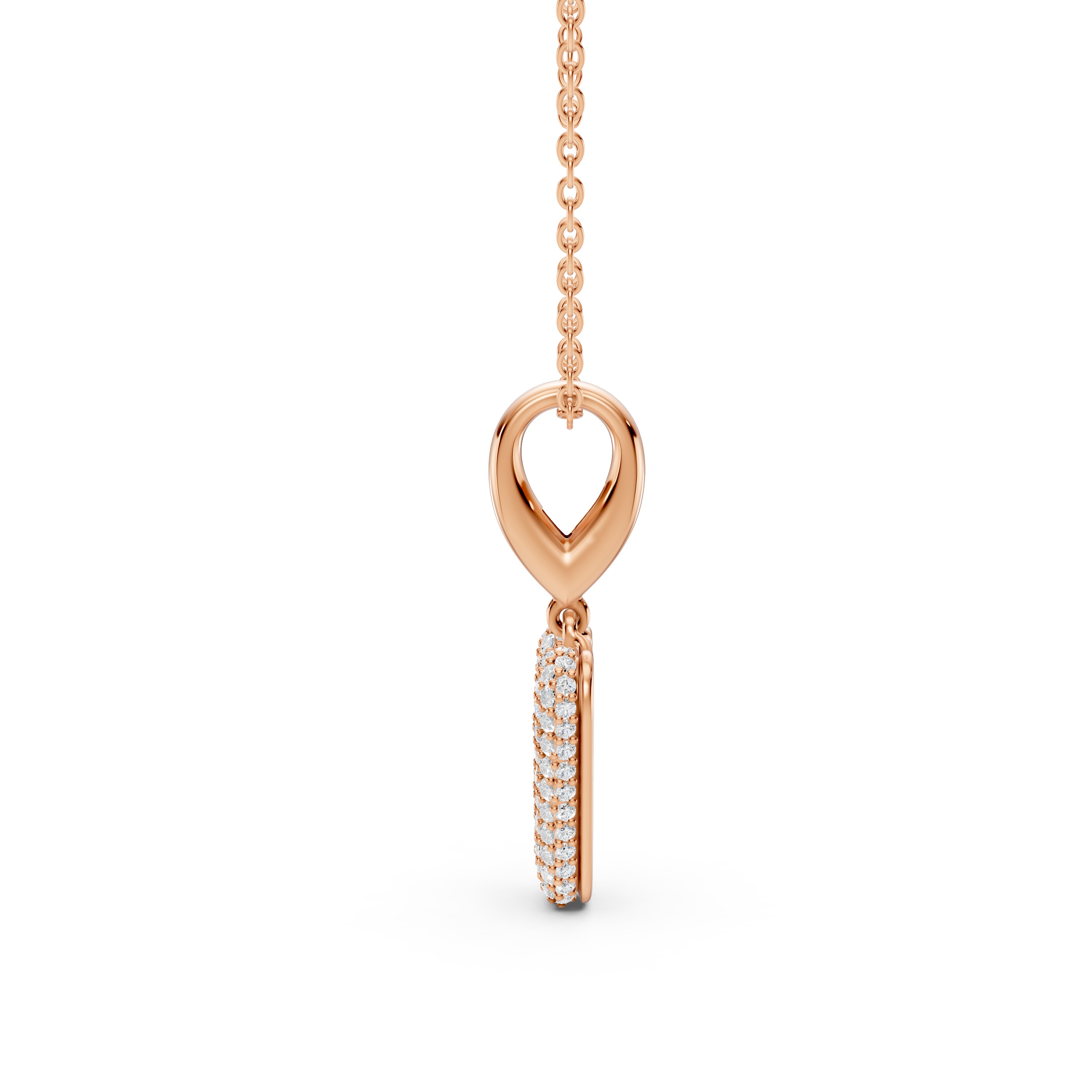 Bubble Pavé Diamond Initial Necklace - V