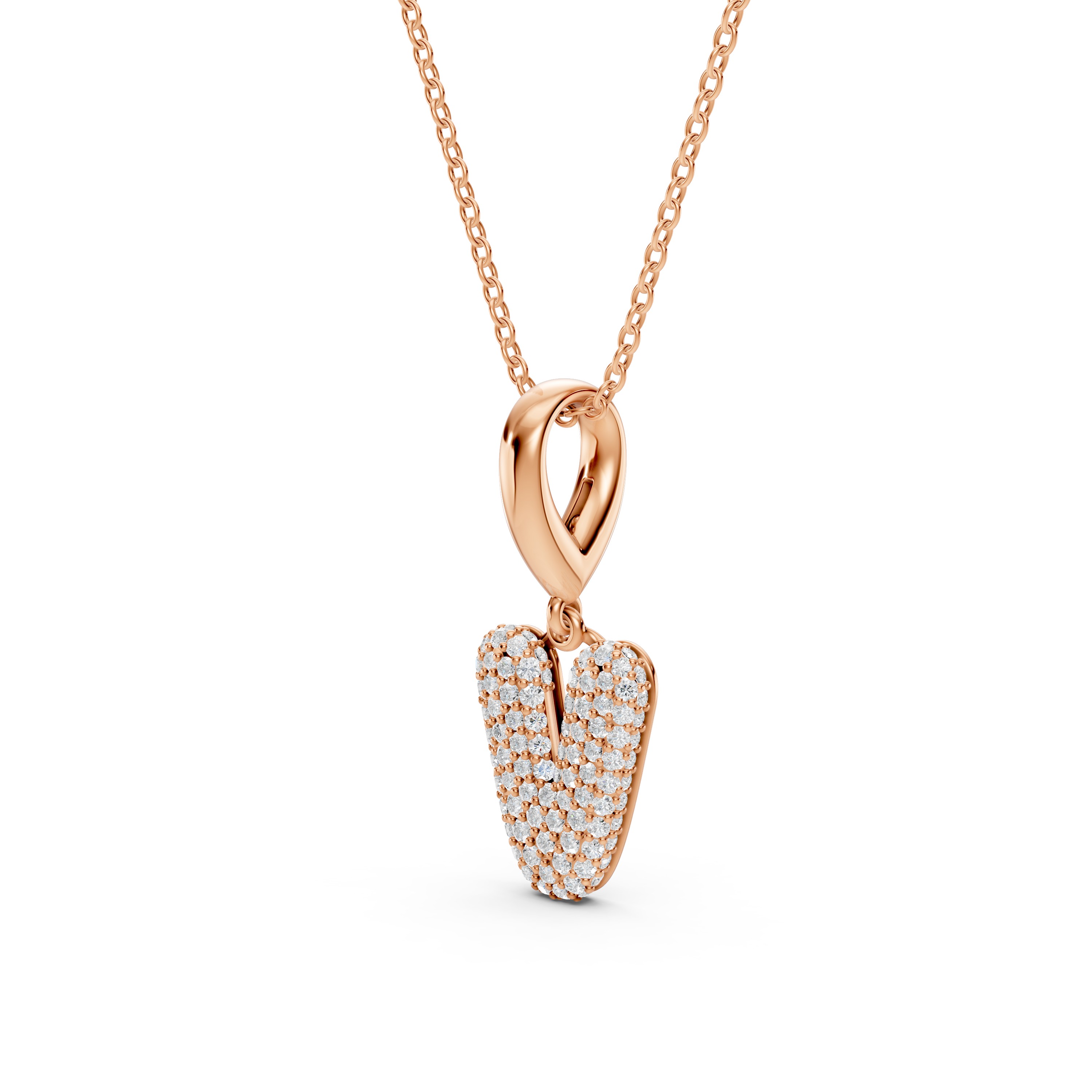 Bubble Pavé Diamond Initial Necklace - V