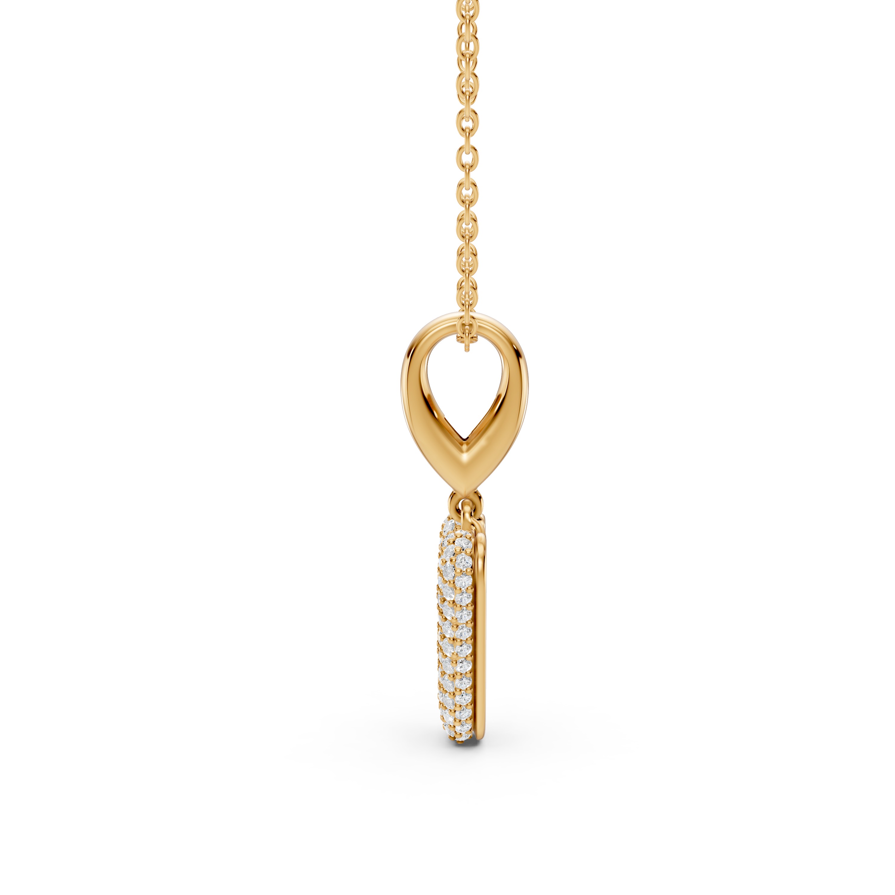 Bubble Pavé Diamond Initial Necklace - V