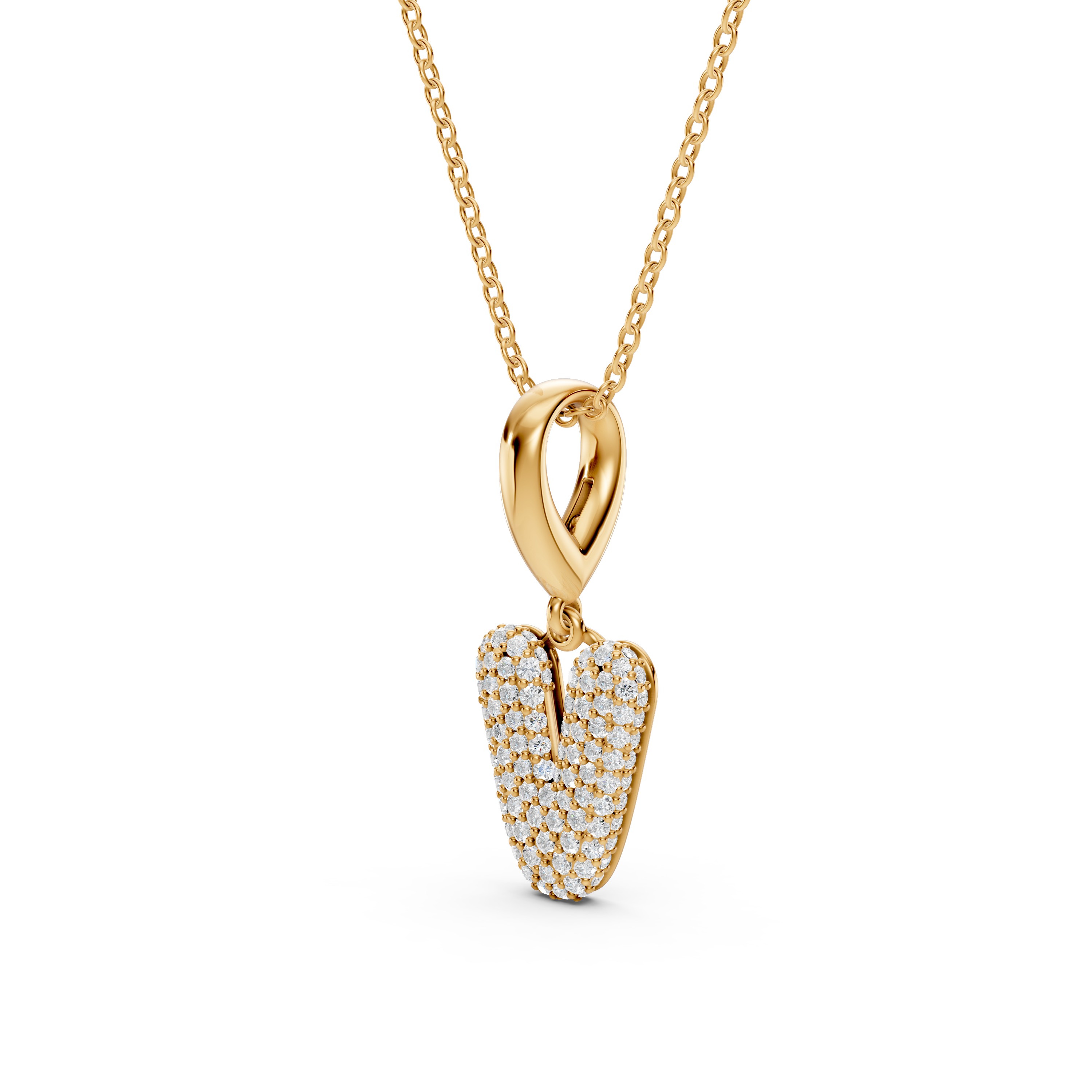 Bubble Pavé Diamond Initial Necklace - V