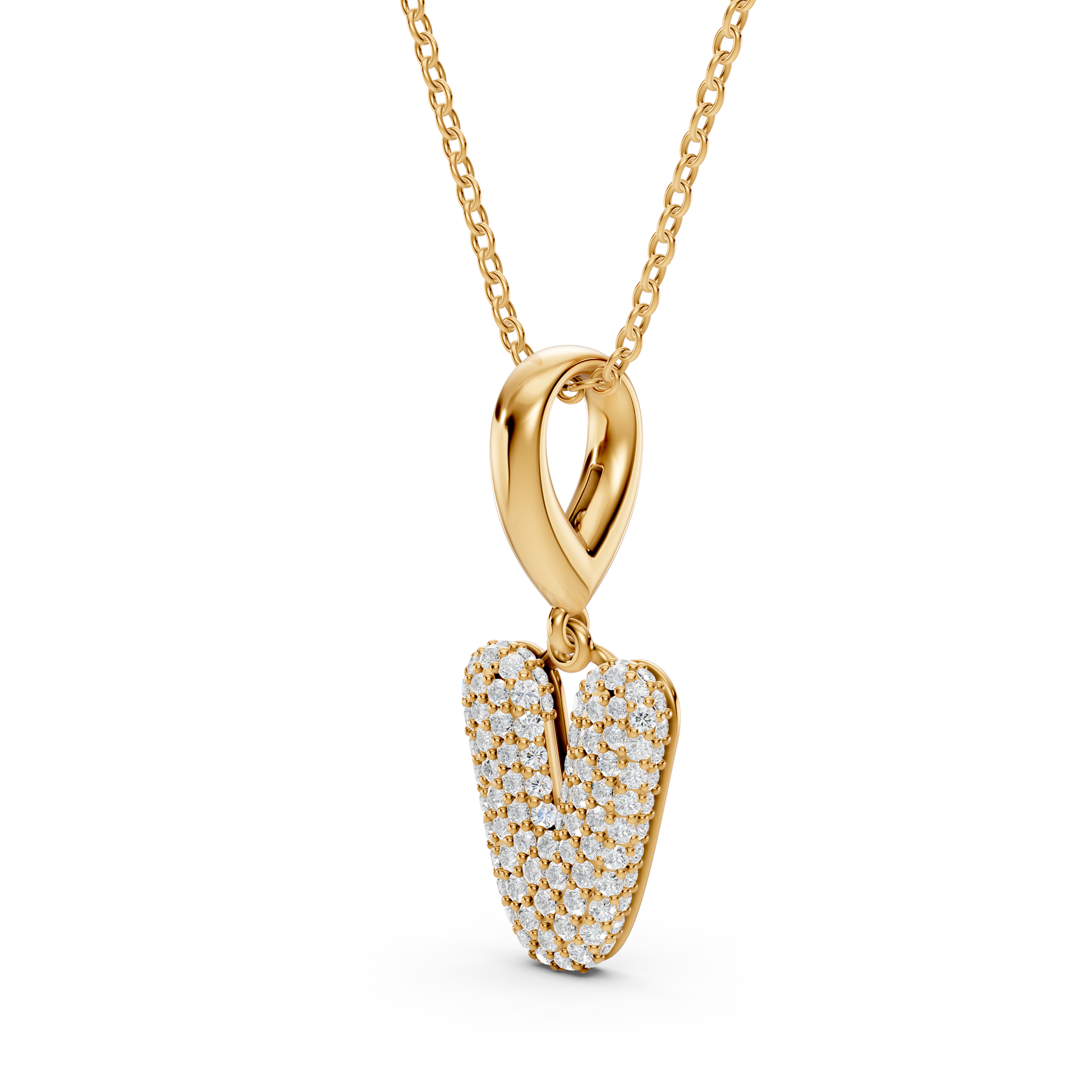 Bubble Pavé Diamond Initial Necklace - V