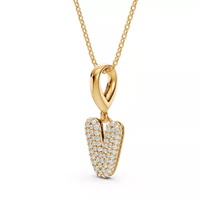 Bubble Pavé Diamond Initial Necklace - V