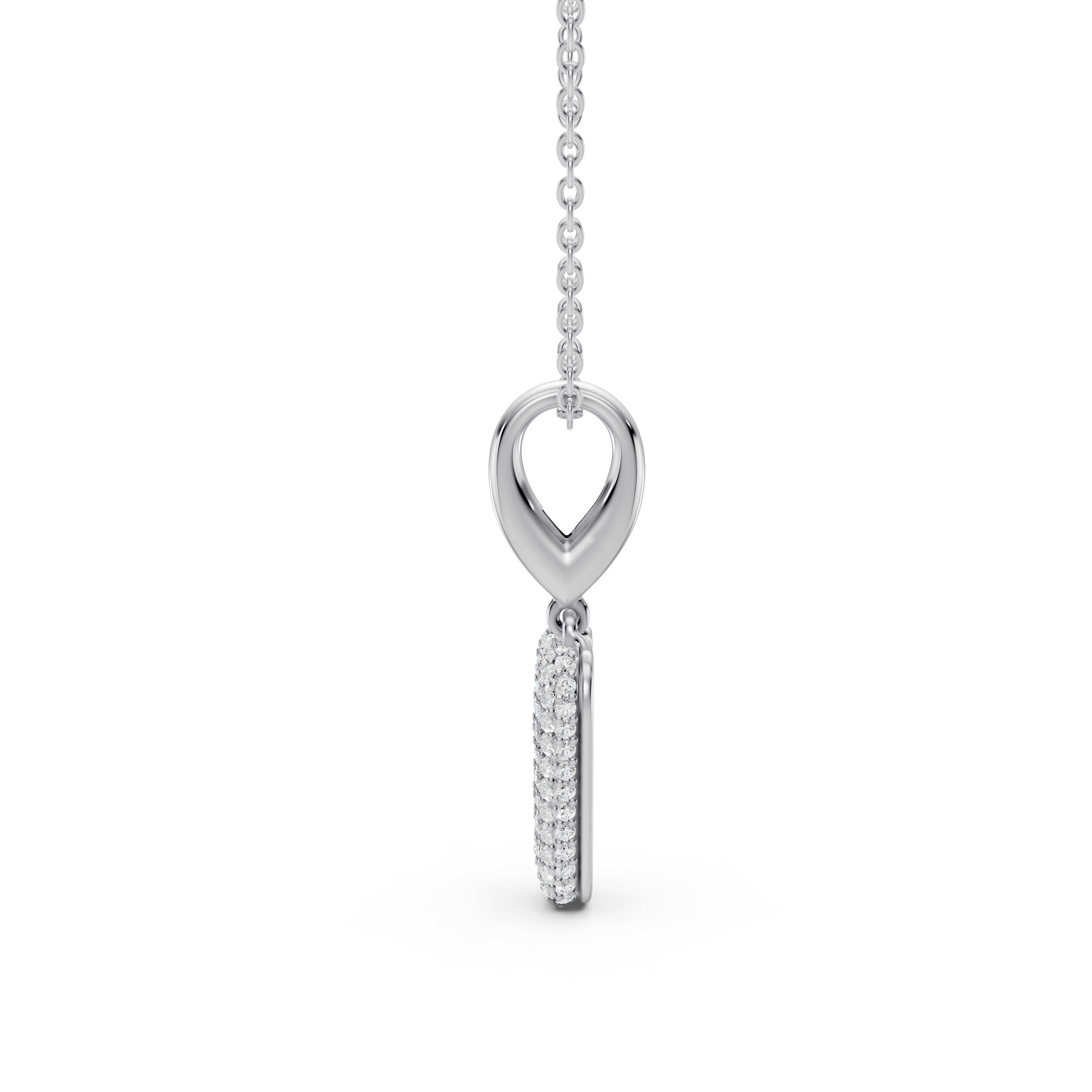 Bubble Pavé Lab Diamond Initial Silver Necklace - V