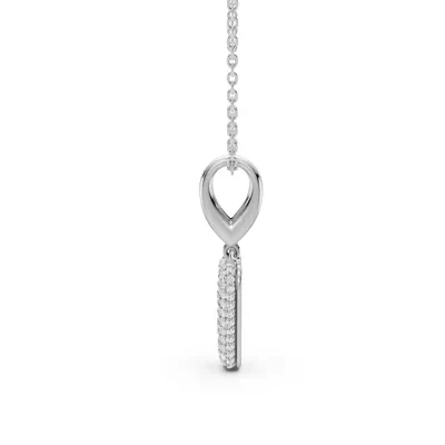 Bubble Pavé Diamond Initial Silver Necklace - V