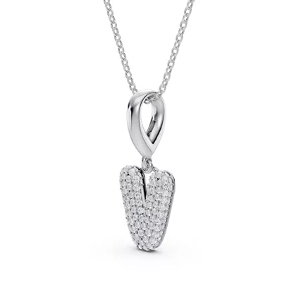 Bubble Pavé Diamond Initial Silver Necklace - V