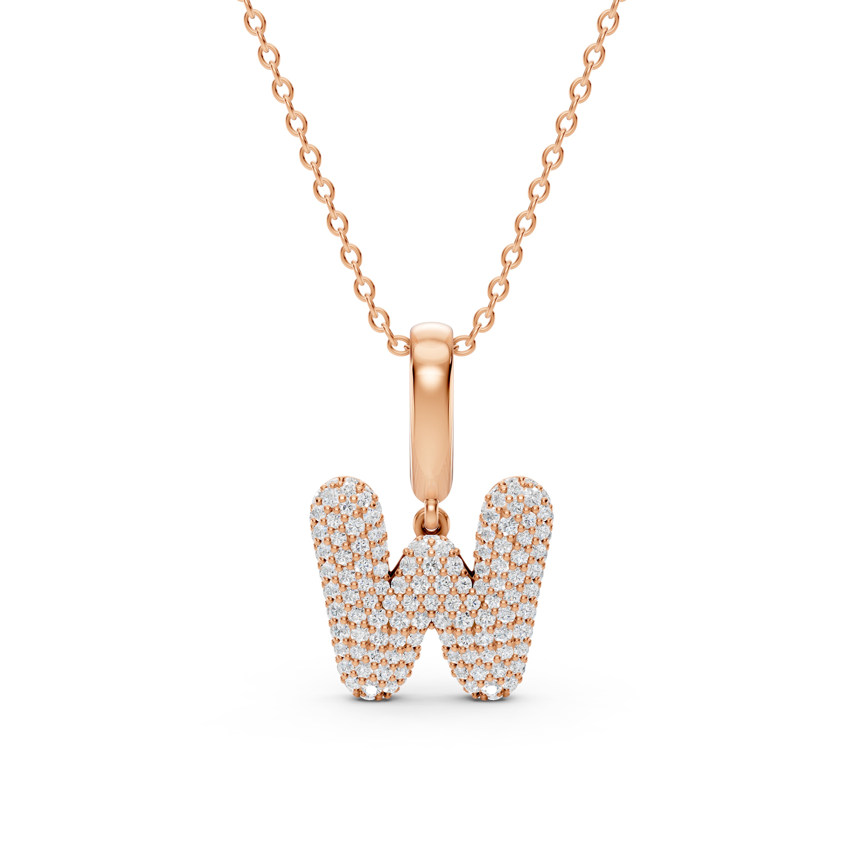 Bubble Pavé Lab Diamond Initial Necklace - W