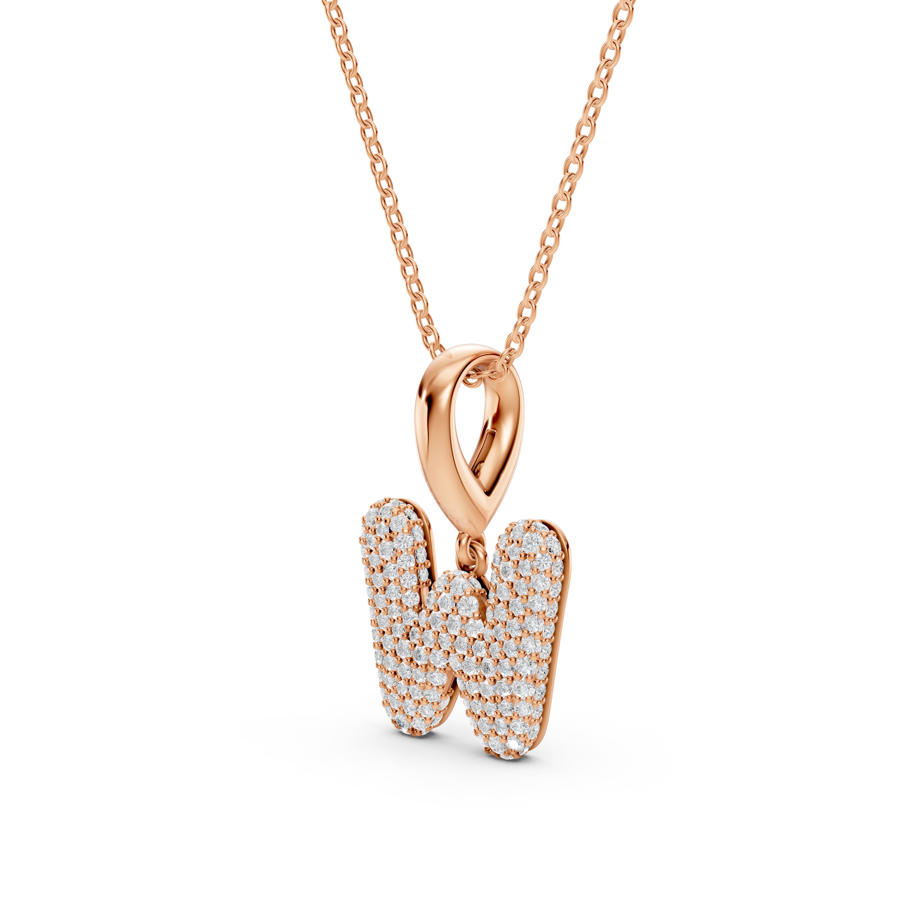 Bubble Pavé Lab Diamond Initial Necklace - W
