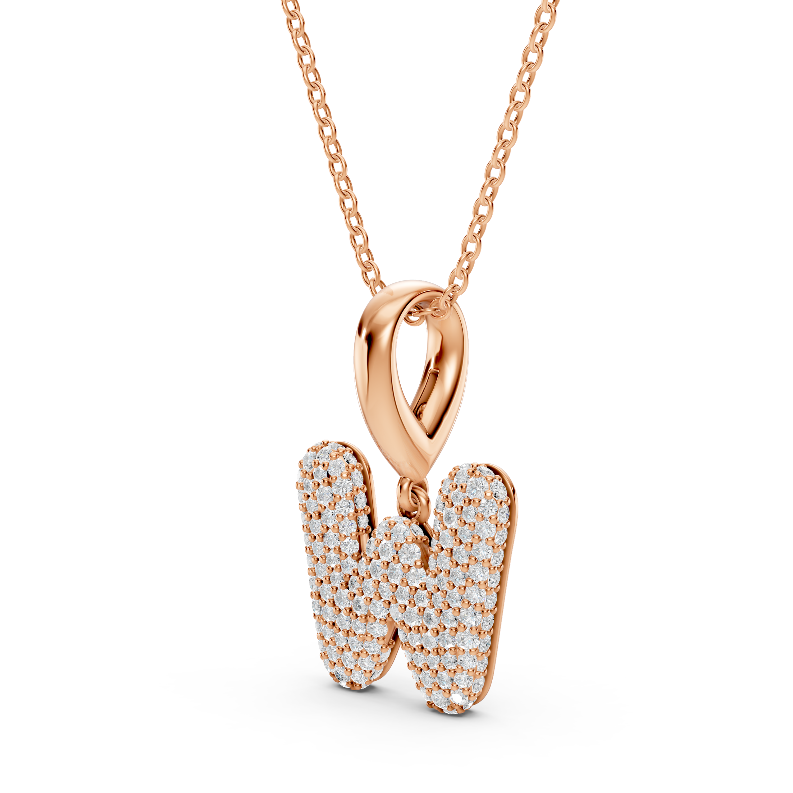 Bubble Pavé Lab Diamond Initial Necklace - W