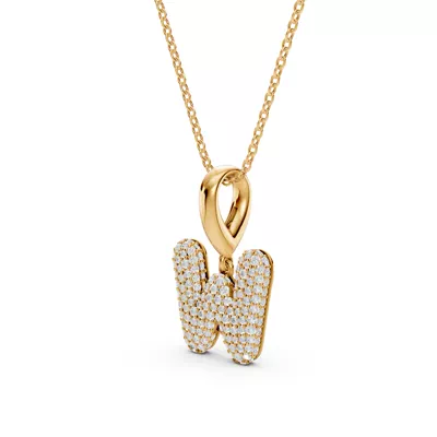 Bubble Pavé Diamond Initial Necklace - W