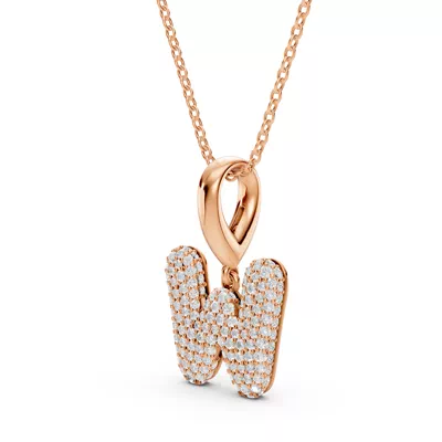 Bubble Pavé Lab Diamond Initial Necklace - W