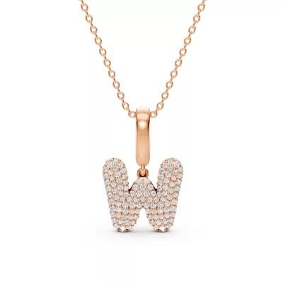Bubble Pavé Diamond Initial Necklace - W