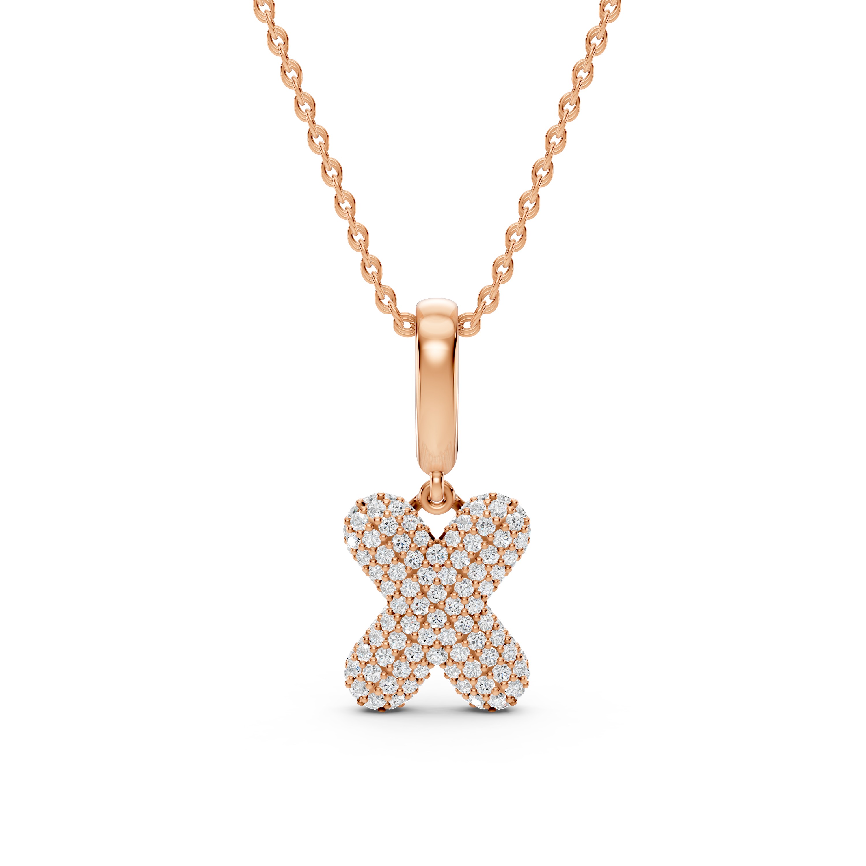 Bubble Pavé Lab Diamond Initial Necklace - X