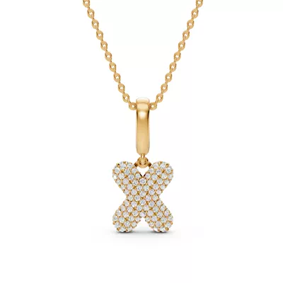 Bubble Pavé Lab Diamond Initial Necklace - X