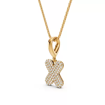 Bubble Pavé Lab Diamond Initial Necklace - X