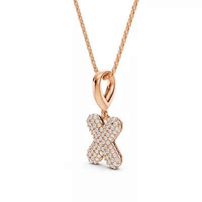 Bubble Pavé Lab Diamond Initial Necklace - X