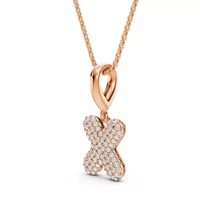 Bubble Pavé Diamond Initial Necklace - X