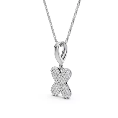 Bubble Pavé Diamond Initial Necklace - X