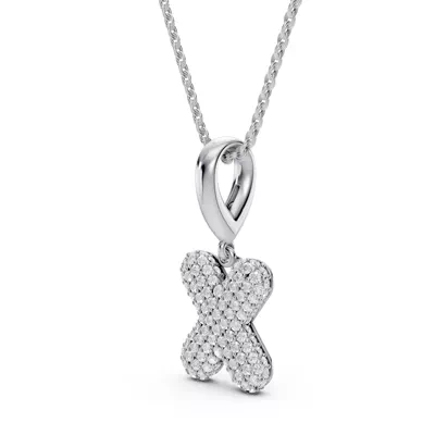 Bubble Pavé Diamond Initial Necklace - X