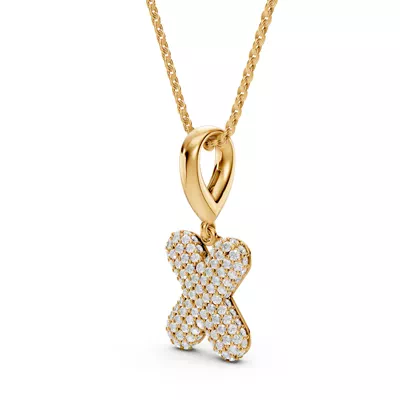 Bubble Pavé Lab Diamond Initial Necklace - X