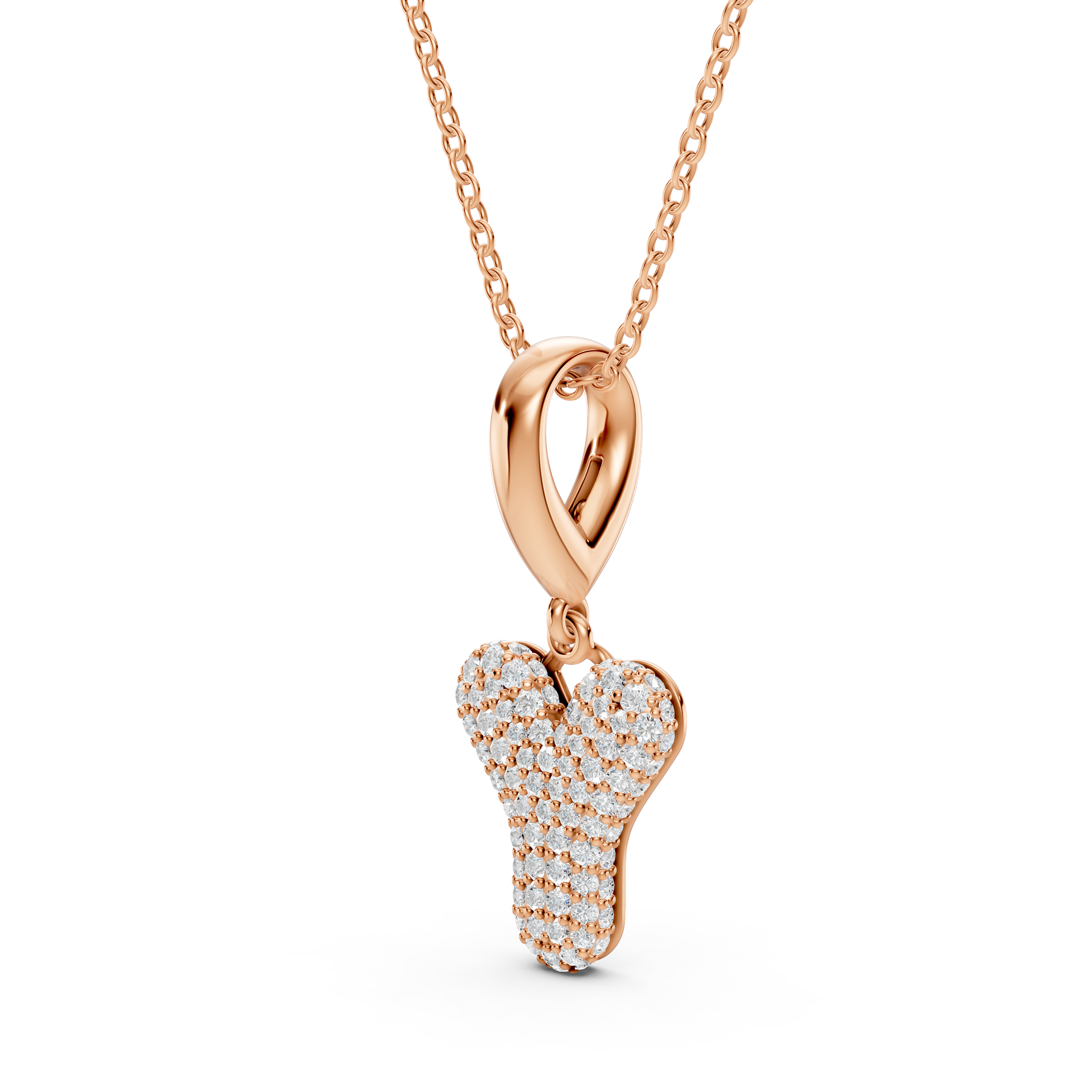 Bubble Pavé Diamond Initial Necklace - Y