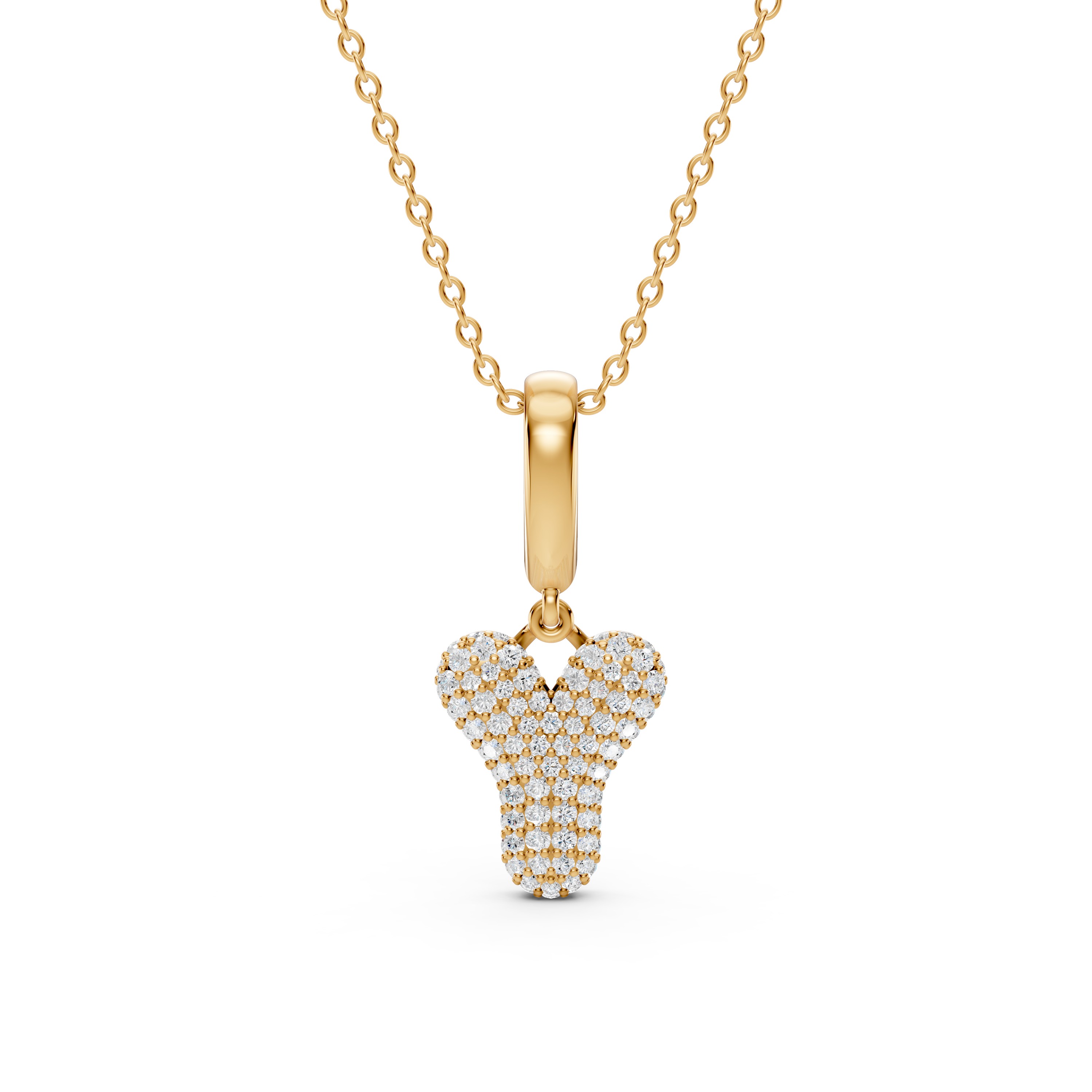 Bubble Pavé Lab Diamond Initial Necklace - Y