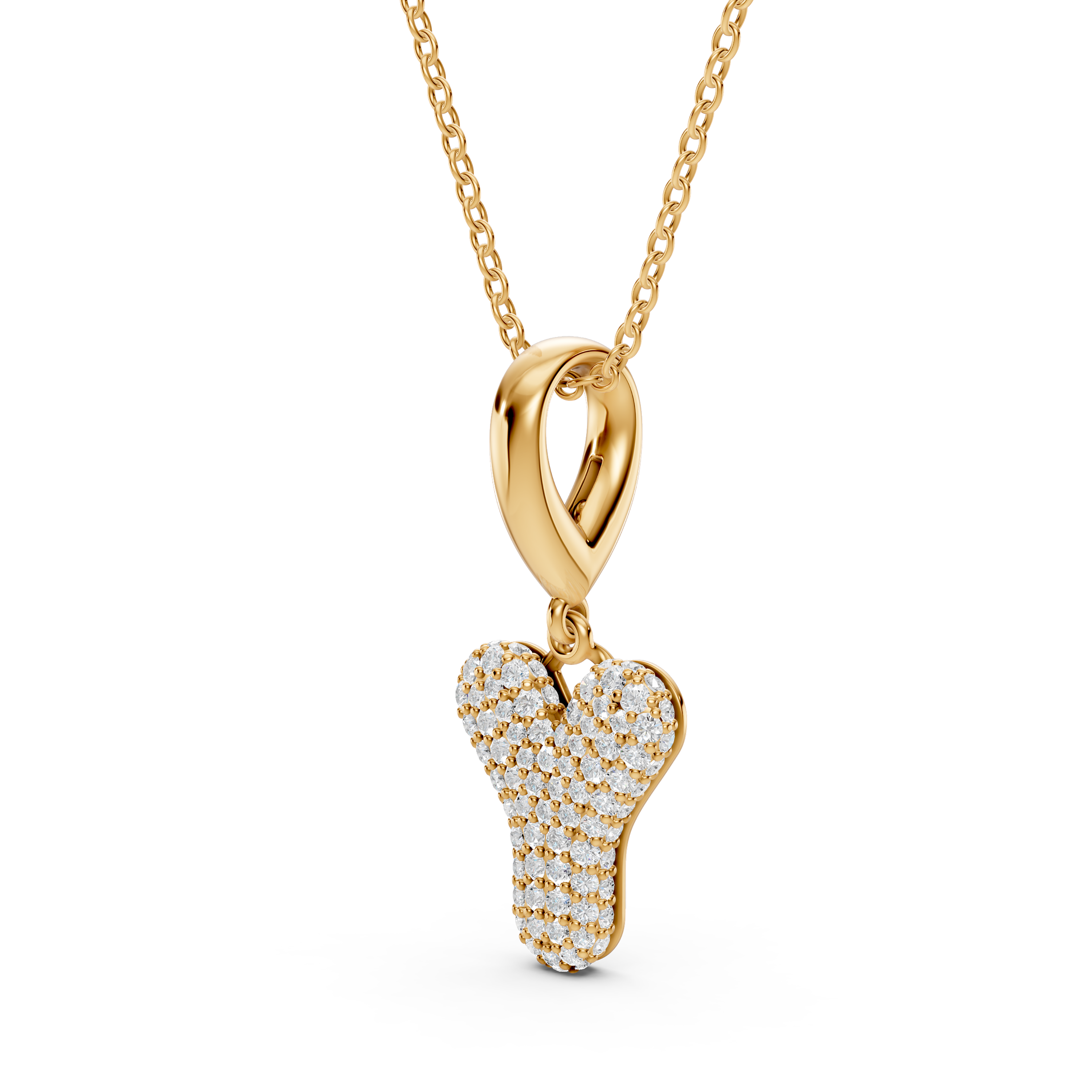 Bubble Pavé Diamond Initial Necklace - Y