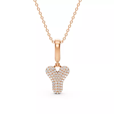 Bubble Pavé Lab Diamond Initial Necklace - Y