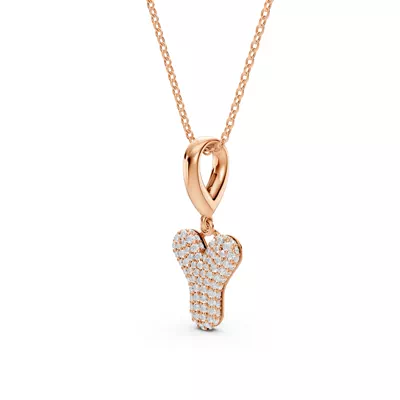 Bubble Pavé Diamond Initial Necklace - Y