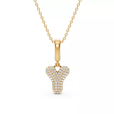 Bubble Pavé Lab Diamond Initial Necklace - Y
