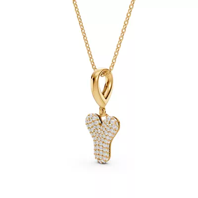 Bubble Pavé Lab Diamond Initial Necklace - Y