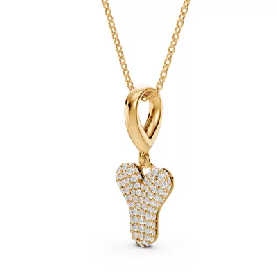 Bubble Pavé Lab Diamond Initial Necklace - Y