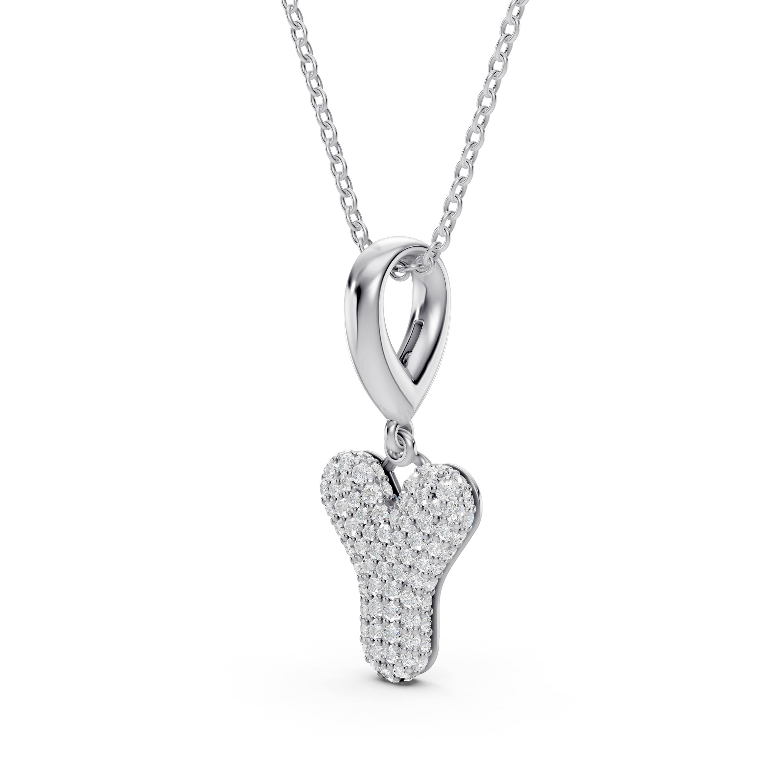 Bubble Pavé Lab Diamond Initial Silver Necklace - Y
