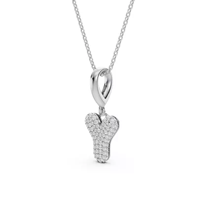 Bubble Pavé Diamond Initial Silver Necklace - Y